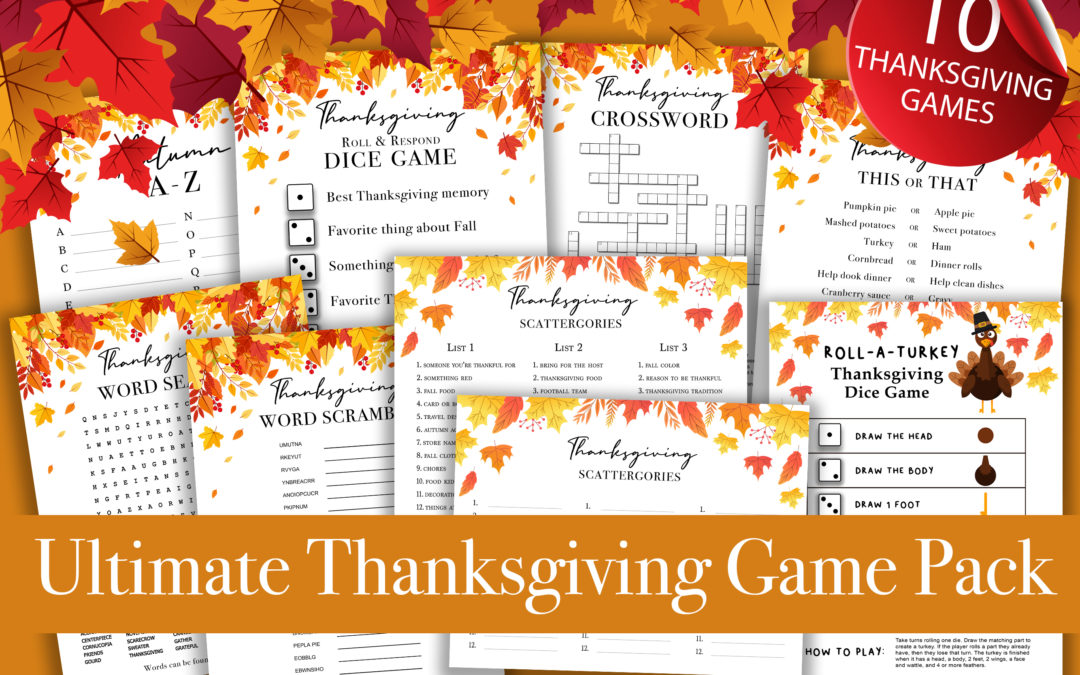 Ultimate Thanksgiving Games Bundle, Fall Word Games, Printable Activities, and Virtual Zoom Games