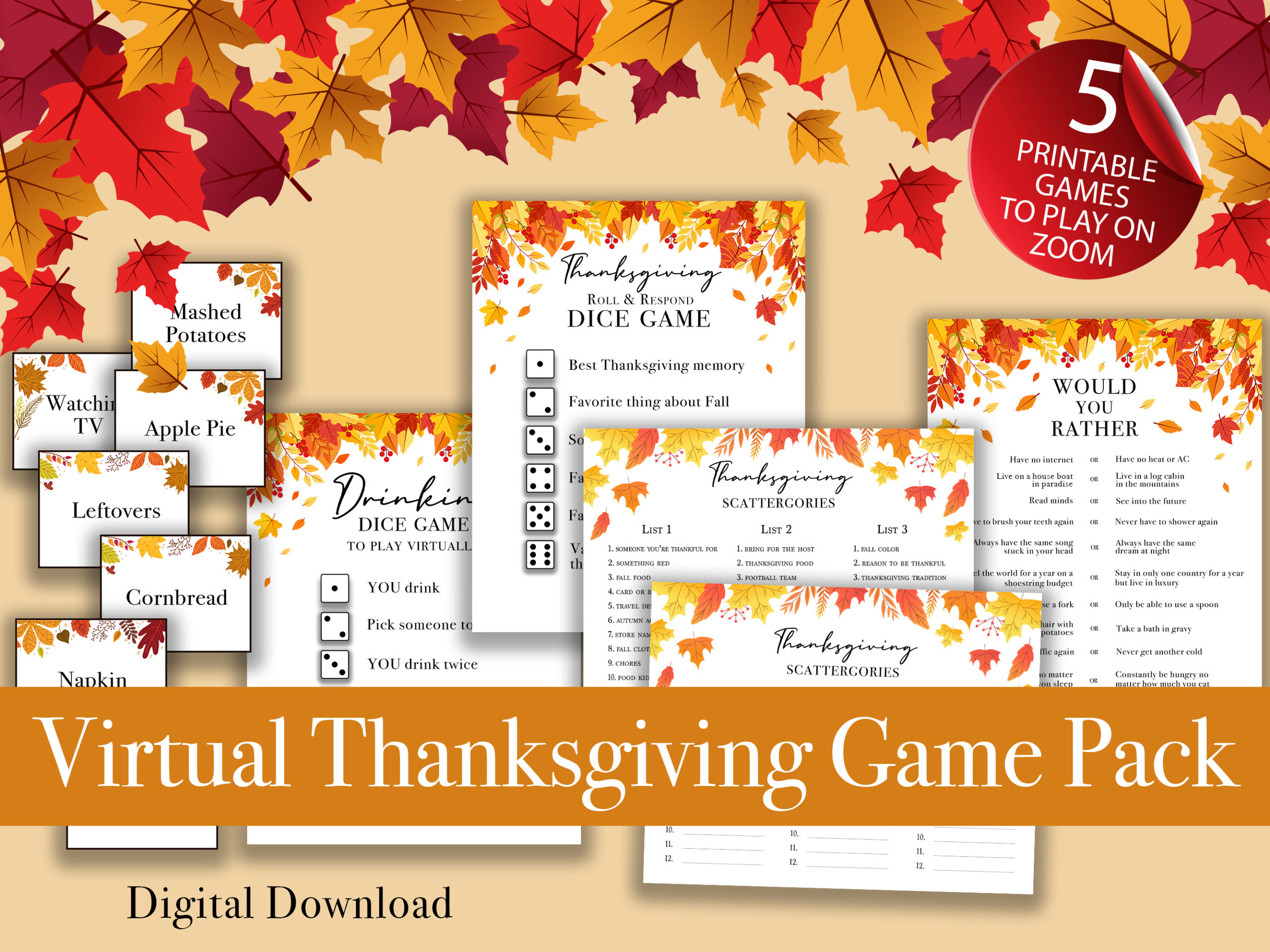virtual thanksgiving game pack