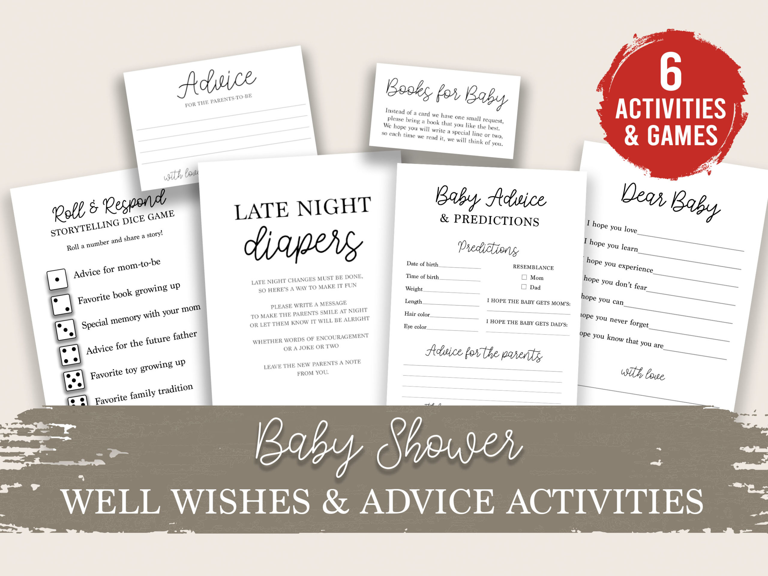 roll respond baby shower advice, storytelling activity